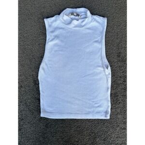 Clockhouse Crop Tank Top Women's Medium White Mock Neck Sleeveless Pullover